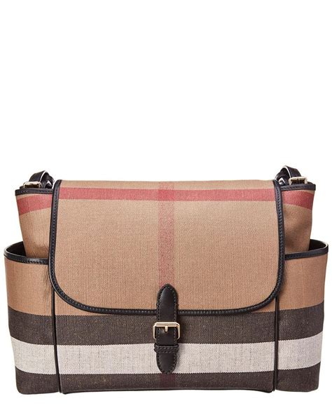 burberry flap-top canvas diaper bag|burberry baby changing bag.